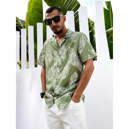Lookmark Men's Cotton Blend Casual Beach Wear Shirts | Stylish Printed Shirts For Men | Comfortable Summer Wear | Party, Vacation & Daily Casuals (Pack Of 2) (Printed Shirt Adam Black-Breeze-S)