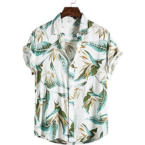 Lookmark Men's Cotton Blend Casual Beach Wear Shirts | Stylish Printed Shirts For Men | Comfortable Summer Wear | Party, Vacation & Daily Casuals (Pack Of 2) (Printed Shirt Blue Leaf-Elias-S)