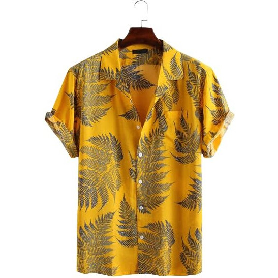 Lookmark Men's Cotton Blend Casual Beach Wear Shirts | Stylish Printed Shirts For Men | Comfortable Summer Wear | Party, Vacation & Daily Casuals (Pack Of 2) (Printed Shirt Blue Leaf-Shiva-L)