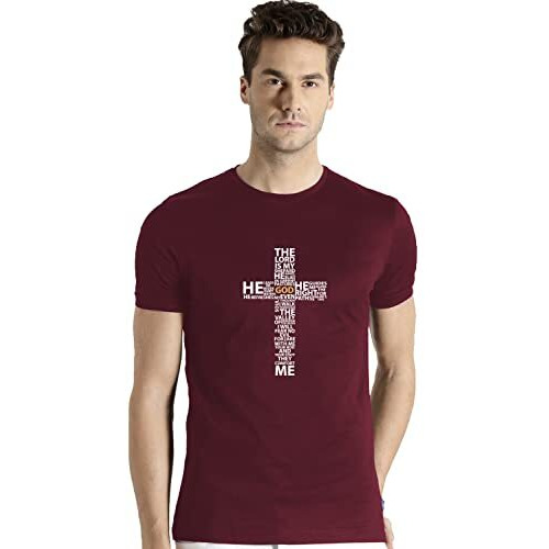 Adro Men's God Cotton Printed Cotton T-Shirt (R21-M-God-Mr_Maroon_Xl)