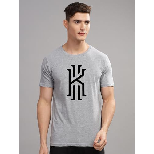 Adro Mens Printed T Shirt - Premium Cotton Graphic Printed Tshirt - Grey T-Shirt - Rn24-Kobe-Gr-2Xl