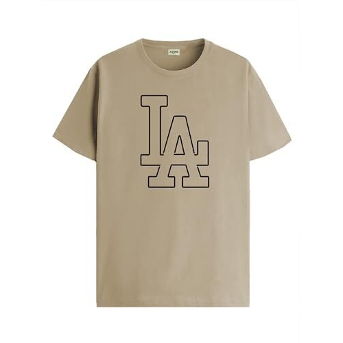 Adro Mens Printed T Shirt - Premium Cotton Graphic Printed Tshirt - Beige T-Shirt - Rn24-La-Be-M