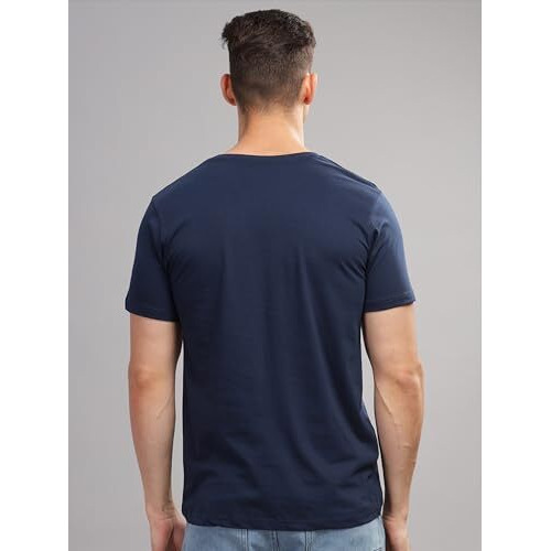 Adro Mens Printed T Shirt - Premium Cotton Graphic Printed Tshirt - Navy Blue T-Shirt - Rn24-Bost-Nb-M