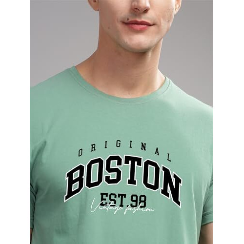 Adro Mens Printed T Shirt - Premium Cotton Graphic Printed Tshirt - Pista T-Shirt - Rn24-Bost-Pt-L