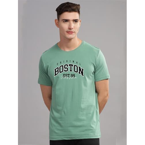 Adro Mens Printed T Shirt - Premium Cotton Graphic Printed Tshirt - Pista T-Shirt - Rn24-Bost-Pt-L