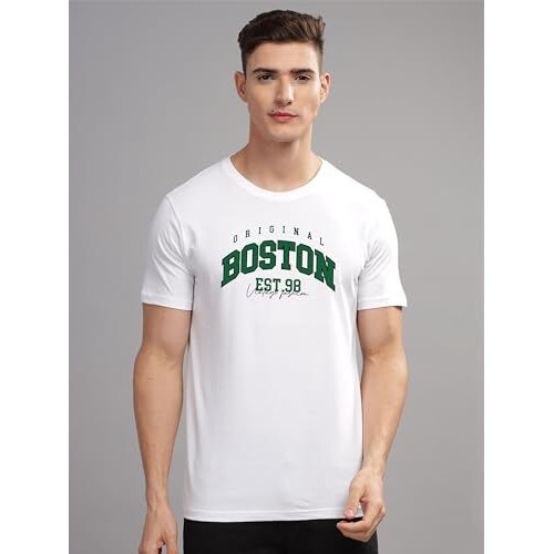 Adro Mens Printed T Shirt - Premium Cotton Graphic Printed Tshirt - White T-Shirt - Rn24-Bost-Wh-2Xl
