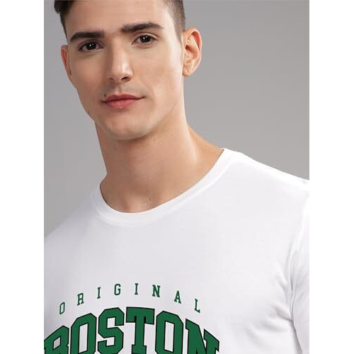 Adro Mens Printed T Shirt - Premium Cotton Graphic Printed Tshirt - White T-Shirt - Rn24-Bost-Wh-M