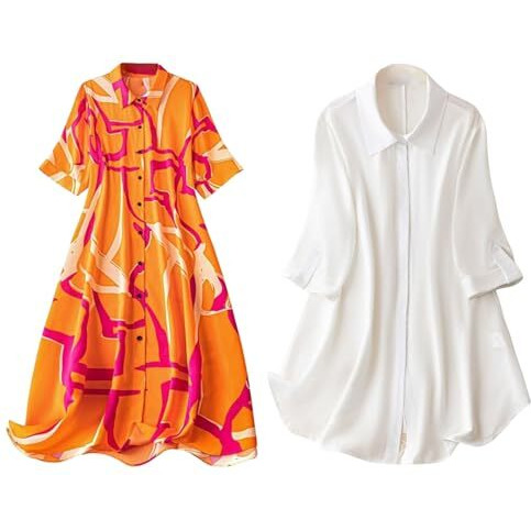 Leriya Fashion Rayon Women Above The Knee Western Dress (Lf-Wd1099&Wd1143_White&Orange