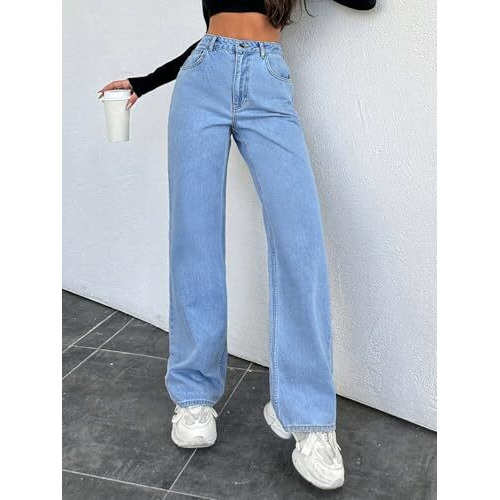 Kotty Womens Straight Button Solid Baggy Jeans(Blue,Xxl)_Kttladiesjeans2887Xxl