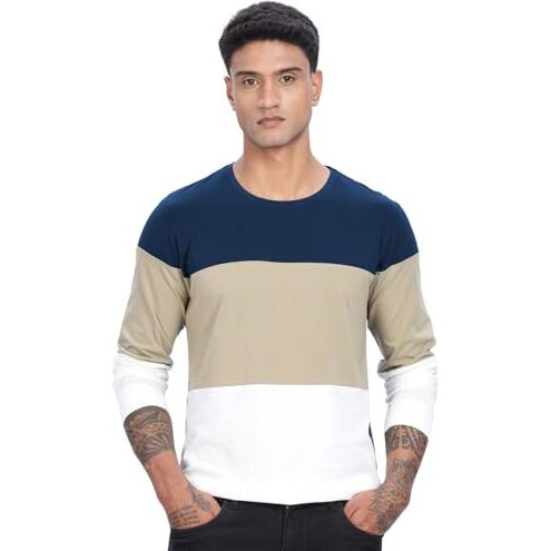 Adro Men Full Sleeve T-Shirt | Soft Cotton Tshirt For Men| Stylish Multi Color Full Sleeve Round Neck Tshirt For Men|Fr24-Nbbe-L