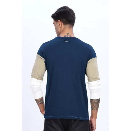 Adro Men Full Sleeve T-Shirt | Soft Cotton Tshirt For Men| Stylish Multi Color Full Sleeve Round Neck Tshirt For Men|Fr24-Nbbe-L