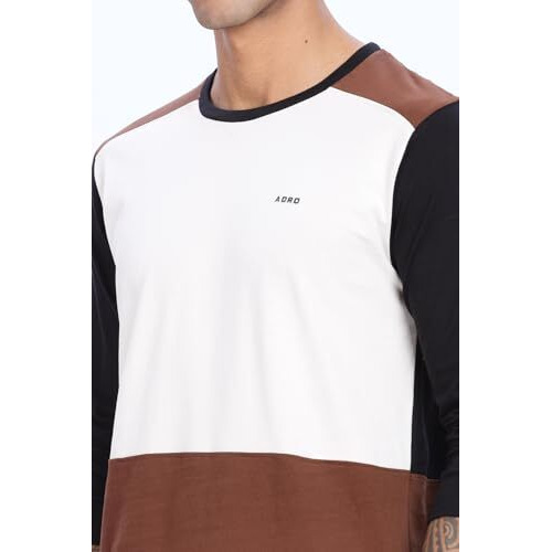 Adro Full Sleeve Tshirt For Men | Soft Cotton Tshirt For Men|Comfortable & Stylish Regular Fit Full Sleeve Round Neck Tshirt|Fr24-Wsbr-2Xl White, Brown