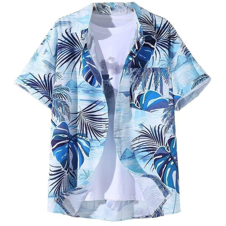 Leriya Fashion Regular Fit Shirt For Men || Rayon Tropical Printed Shirts For Men || Summer Wear, Perfect For Outing || Vacation Wear, Gift For Men (Xx-Large, Blue)