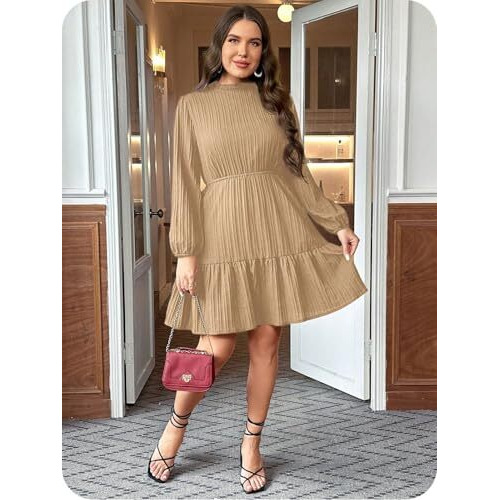 Leriya Fashion Poly Cotton Above The Knee Western Dress For Women (Lf-W.Dress-Wd1254_Beige