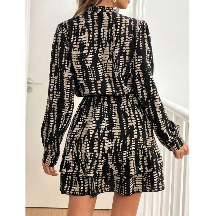 Leriya Fashion Viscose Rayon Western Mid-Thigh Length Women Party Dress (Lf-Wd1269_Black