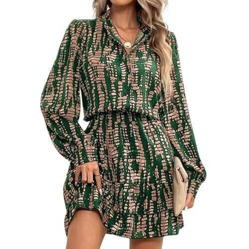 Leriya Fashion Viscose Rayon Western Mid-Thigh Length Women Party Dress (Lf-Wd1269_Green