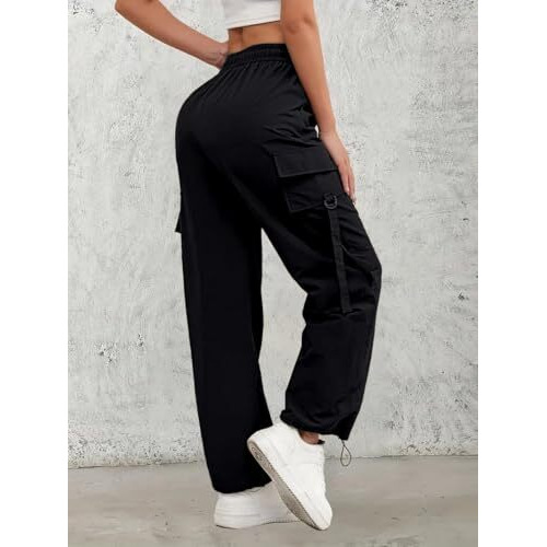 Leriya Fashion Women's High Waist Wide Leg Trousers | Casual & Formal Pants For Women |Loose Fit Track Pants | Gymwear | Cargo Pants | Elegant Office Wear | Stylish Jeans Look (Lf-Tr1201-M-Black)