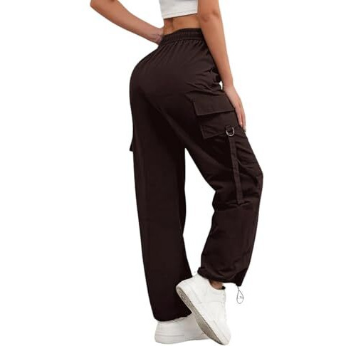 Leriya Fashion Women's High Waist Wide Leg Trousers | Casual & Formal Pants For Women |Loose Fit Track Pants | Gymwear | Cargo Pants | Elegant Office Wear | Stylish Jeans Look (Lf-Tr1179-L-Brown)