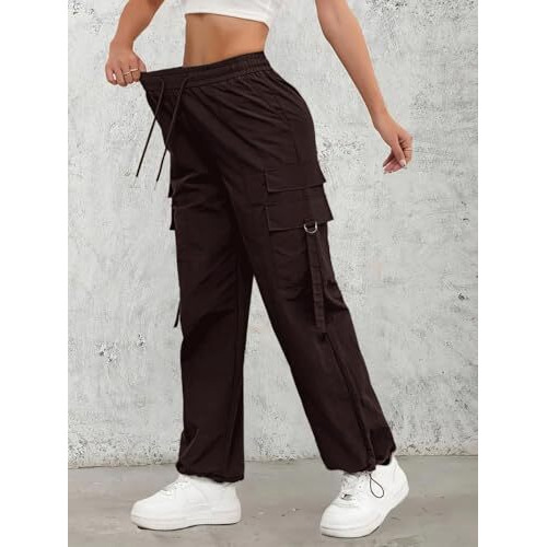 Leriya Fashion Women's High Waist Wide Leg Trousers | Casual & Formal Pants For Women |Loose Fit Track Pants | Gymwear | Cargo Pants | Elegant Office Wear | Stylish Jeans Look (Lf-Tr1179-L-Brown)