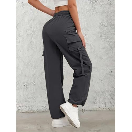 Leriya Fashion Women's High Waist Wide Leg Trousers | Casual & Formal Pants For Women |Loose Fit Track Pants | Gymwear | Cargo Pants | Elegant Office Wear | Stylish Jeans Look (Lf-Tr1200-L-Grey)