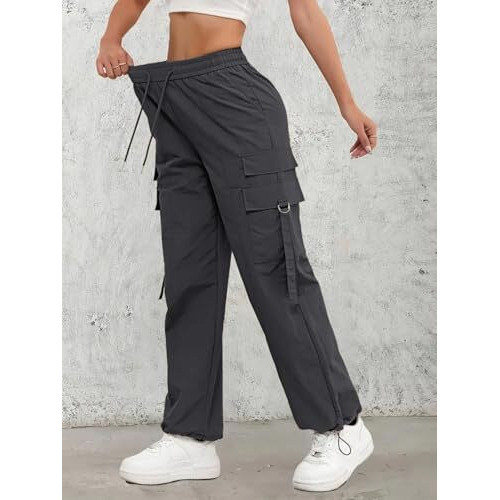 Leriya Fashion Women's High Waist Wide Leg Trousers | Casual & Formal Pants For Women |Loose Fit Track Pants | Gymwear | Cargo Pants | Elegant Office Wear | Stylish Jeans Look (Lf-Tr1200-L-Grey)
