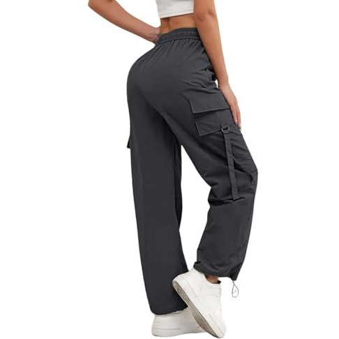Leriya Fashion Women's High Waist Wide Leg Trousers | Casual & Formal Pants For Women |Loose Fit Track Pants | Gymwear | Cargo Pants | Elegant Office Wear | Stylish Jeans Look (Lf-Tr1200-M-Grey)