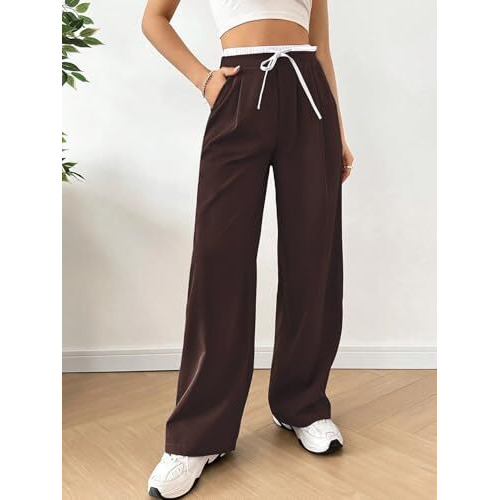 Leriya Fashion Women's High Waist Wide Leg Trousers | Casual & Formal Pants For Women |Loose Fit Track Pants | Gymwear | Cargo Pants | Elegant Office Wear | Stylish Jeans Look (Lf-Tr1169-S-Coffee)