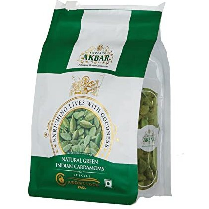 Emperor Akbar Cardamom (Elaichi)- 100g - Green Cardamom in Superior Aroma-lock Pack (Green Grade  7 to 8mm)