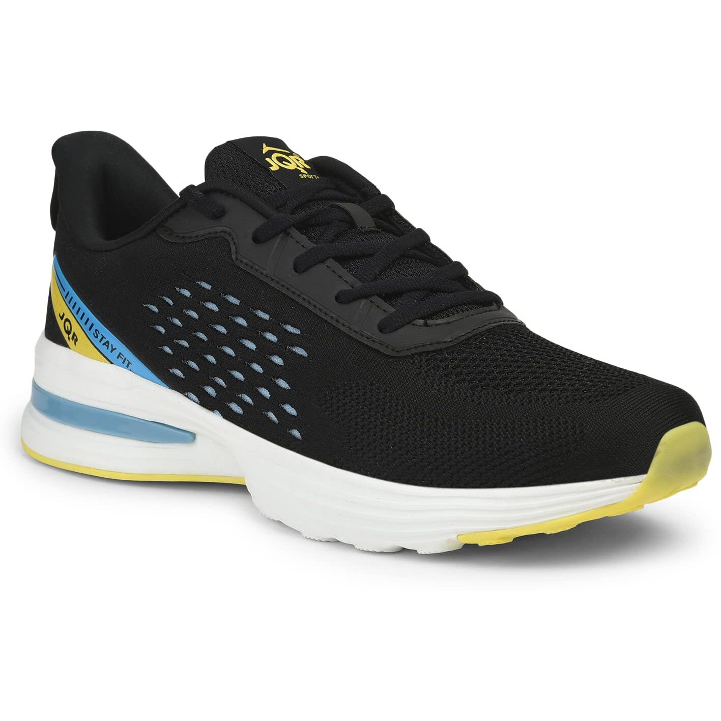 JQR AEROPLANE/BLK-YLO/7-Men's Sports Running Shoes