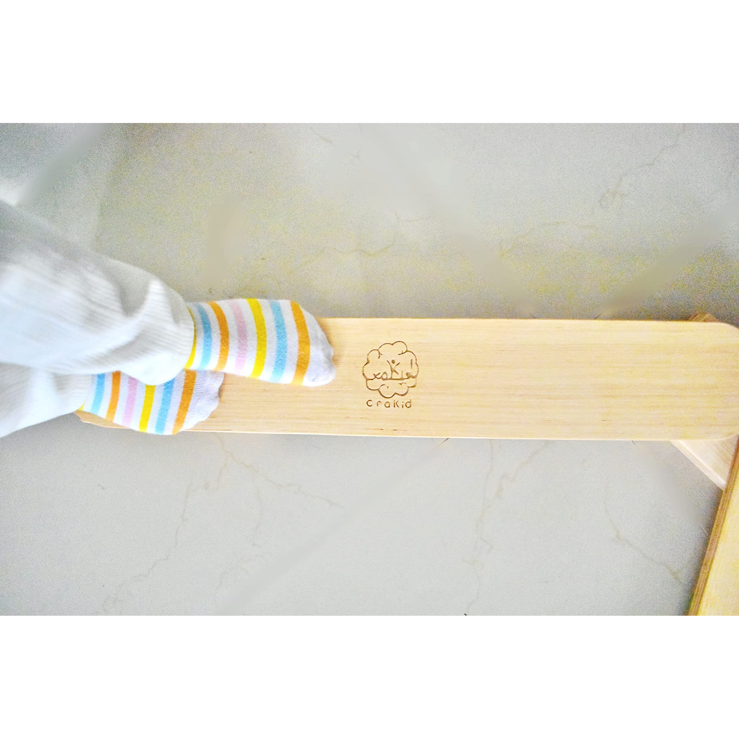 Crakid Wooden Balance Beam Board | Kids Montessori Toy | Montessori Furniture (4 Beam | 5 Connector)