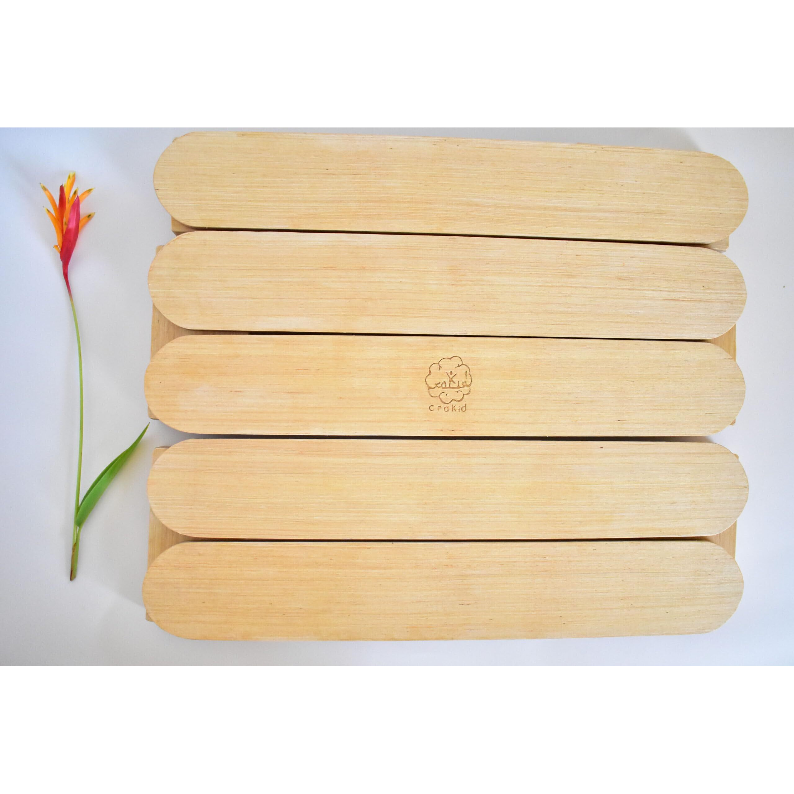 Crakid Wooden Balance Beam Board | Kids Montessori Toy | Montessori Furniture (5 Beam 6 Connector)