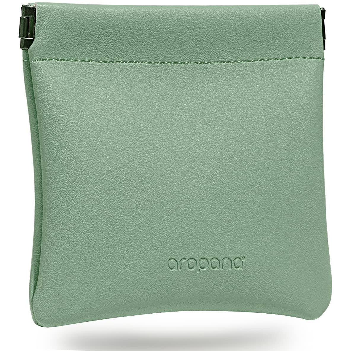 Aropana Self Closing Leather Purse Portable Earphone AirPods Pouch Mini Storage Jewellery Bag Coin Card Holder for Men & Women (11.5CM  11CM) Pastel Green