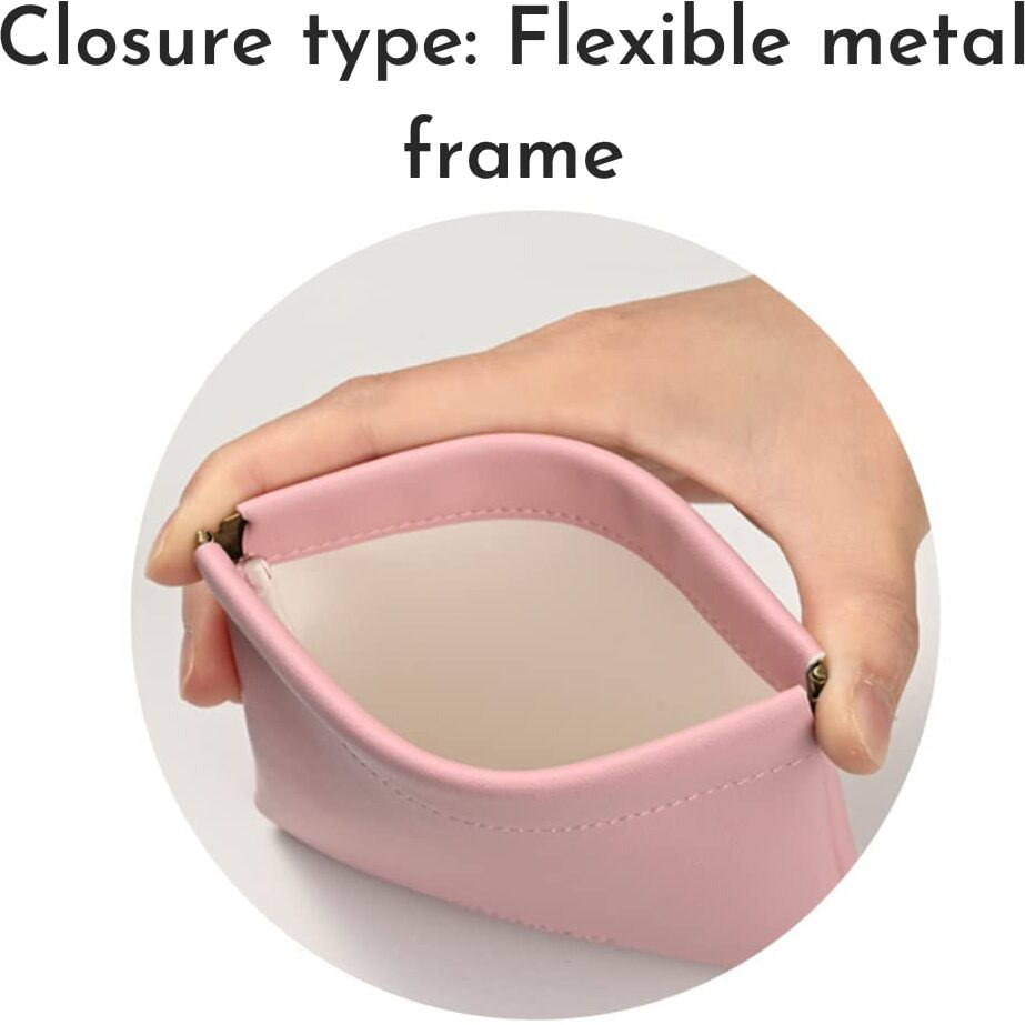 Aropana Self Closing Leather Purse Portable Earphone AirPods Pouch Mini Storage Jewellery Bag Coin Card Holder for Men & Women (11.5CM  11CM) Amaranth Pink