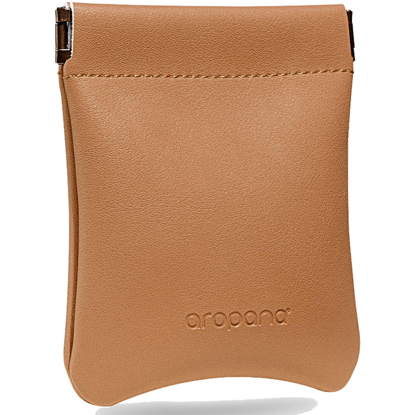 Aropana Self Closing Leather Travel Organiser Earphone AirPods Case Cosmetic Makeup Pouch Jewellery Bag Contact Lens Pouch Card Holder Mini Wallet for Men & Women (8.5CM  11CM) Fashion Brown