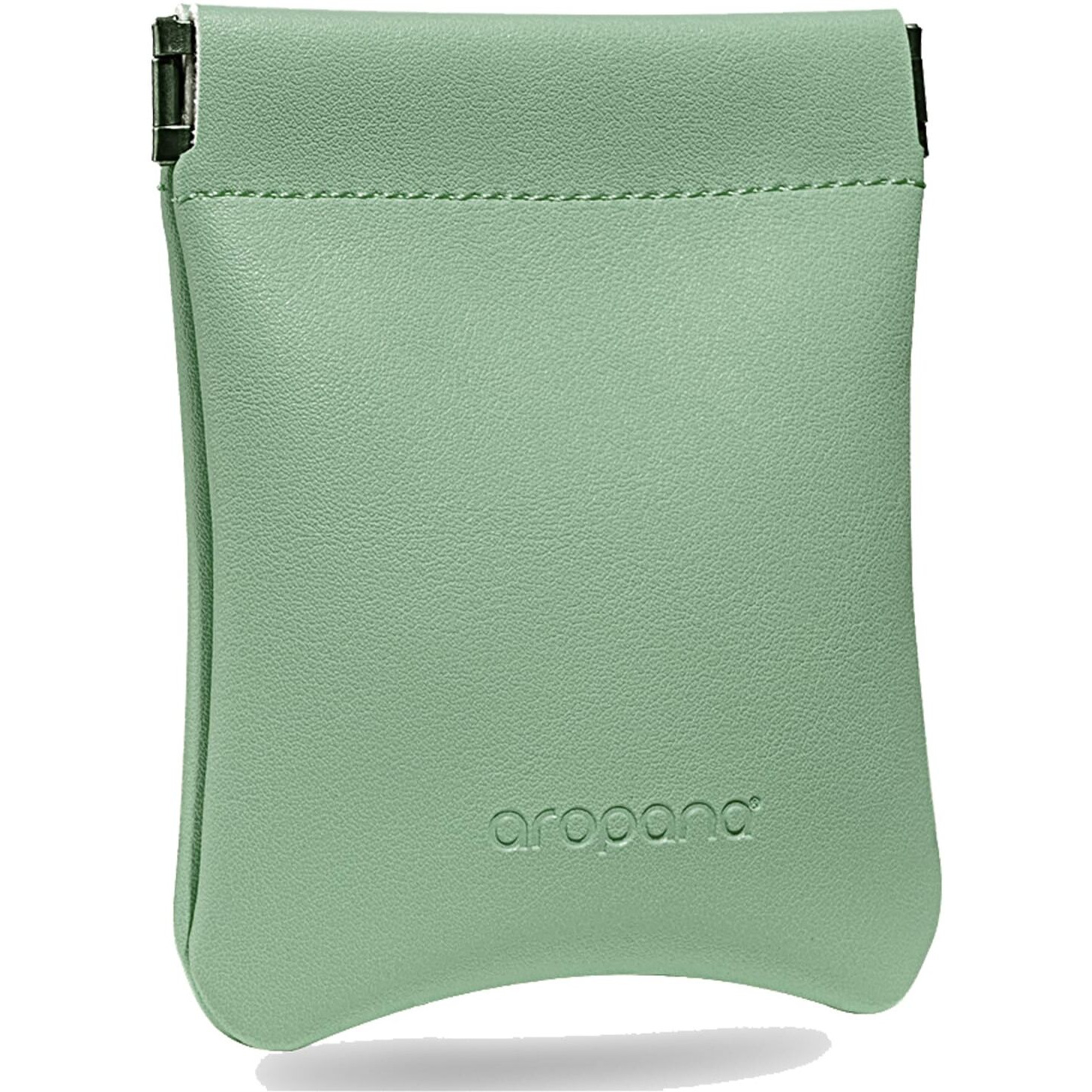 Aropana Self Closing Leather Pouch Portable Earphone AirPods Pouch Mini Storage Jewellery Bag Coin Card Holder for Men & Women (8.5CM  11CM) Pastel Green