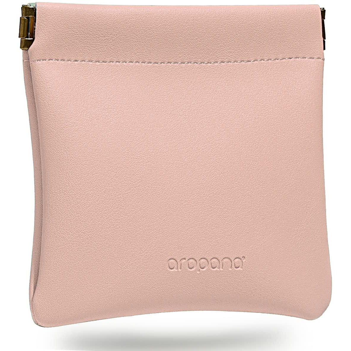 Aropana Self Closing Leather Purse Portable Earphone AirPods Pouch Mini Storage Jewellery Bag Coin Card Holder for Men & Women (11.5CM  11CM) Light Pink