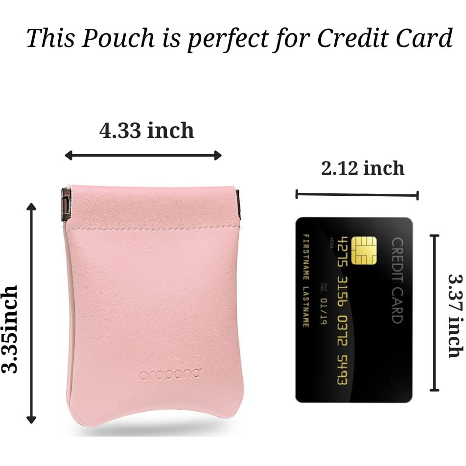 Aropana Self Closing Leather Travel Organiser Earphone AirPods Case Cosmetic Makeup Pouch Jewellery Bag Contact Lens Pouch Card Holder Mini Wallet for Girls & Women (8.5CM  11CM) Amaranth Pink