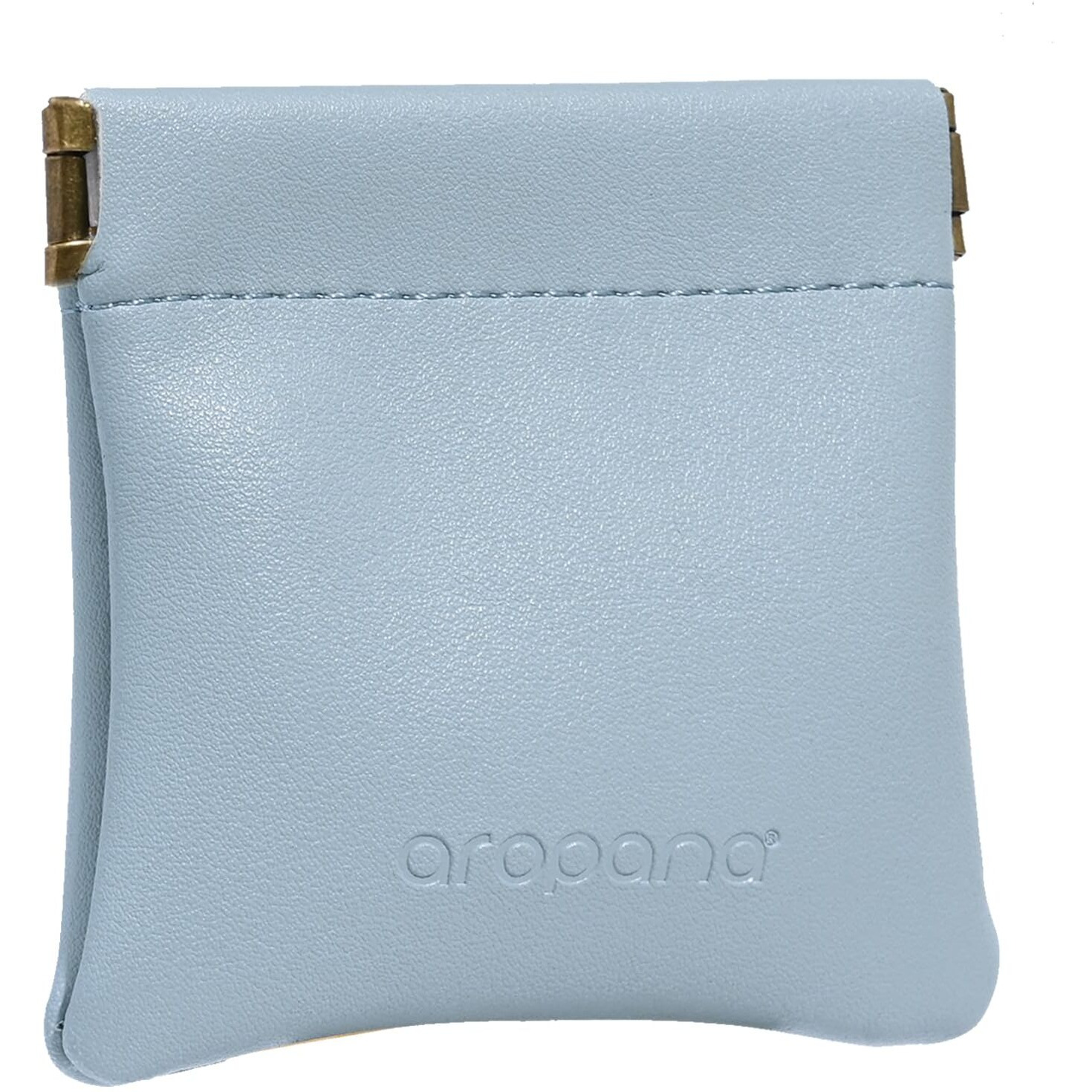 Aropana Self Closing Leather Squeeze Coin Purse Waterproof Portable Earphone AirPods Pouch Mini Storage Jewellery Bag Change Holder for Men & Women (8CM*7.5CM) Light Blue