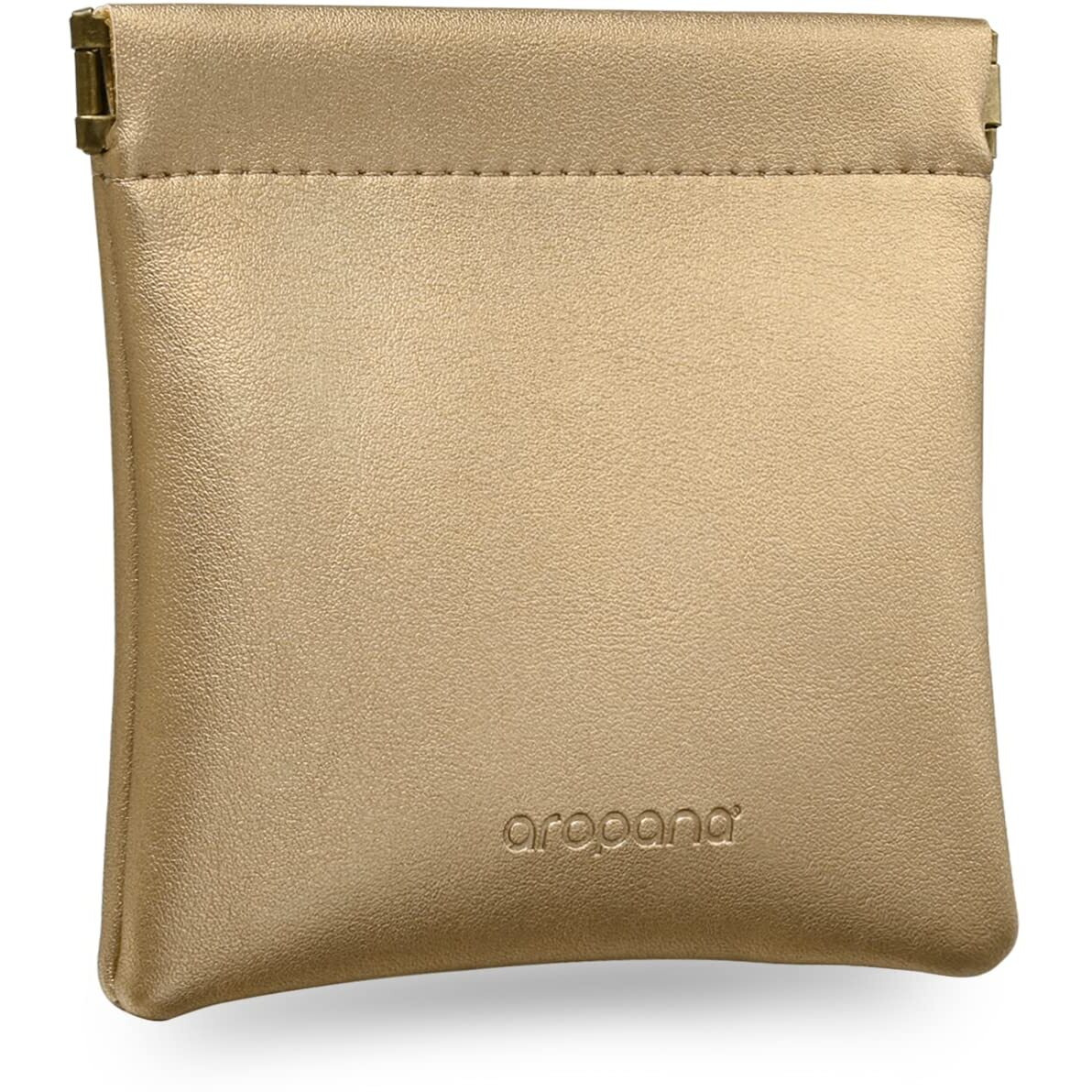 Aropana Self Closing Leather Purse Portable Earphone AirPods Pouch Mini Storage Jewellery Bag Coin Card Holder for Men & Women (11.5CM  11CM) Glitter Gold