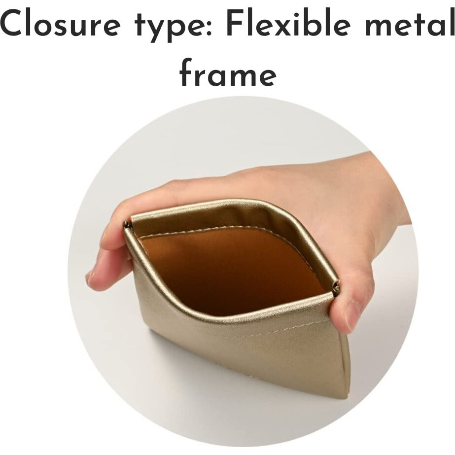 Aropana Self Closing Leather Purse Portable Earphone AirPods Pouch Mini Storage Jewellery Bag Coin Card Holder for Men & Women (11.5CM  11CM) Glitter Gold
