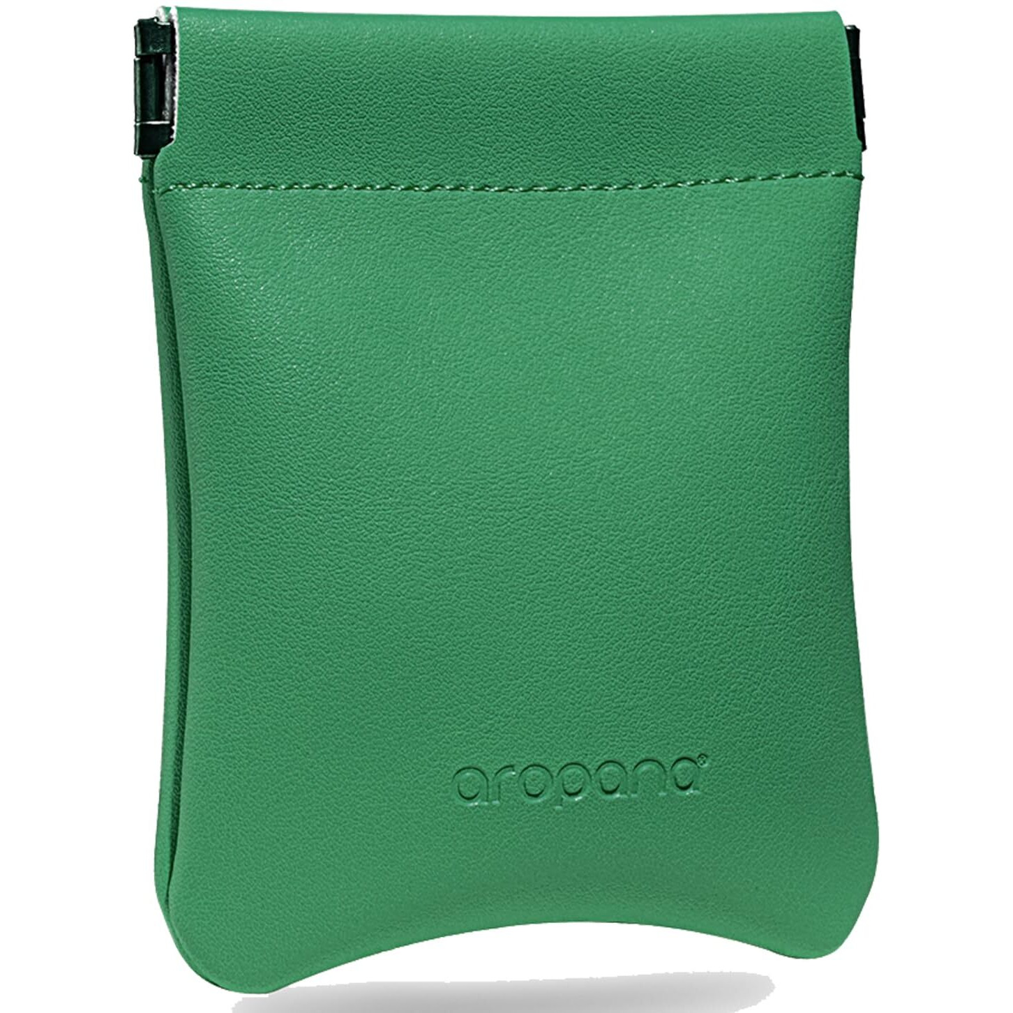 Aropana Self Closing Leather Pouch Portable Earphone AirPods Pouch Mini Storage Jewellery Bag Coin Card Holder for Men & Women (8.5CM  11CM) Emarald Green
