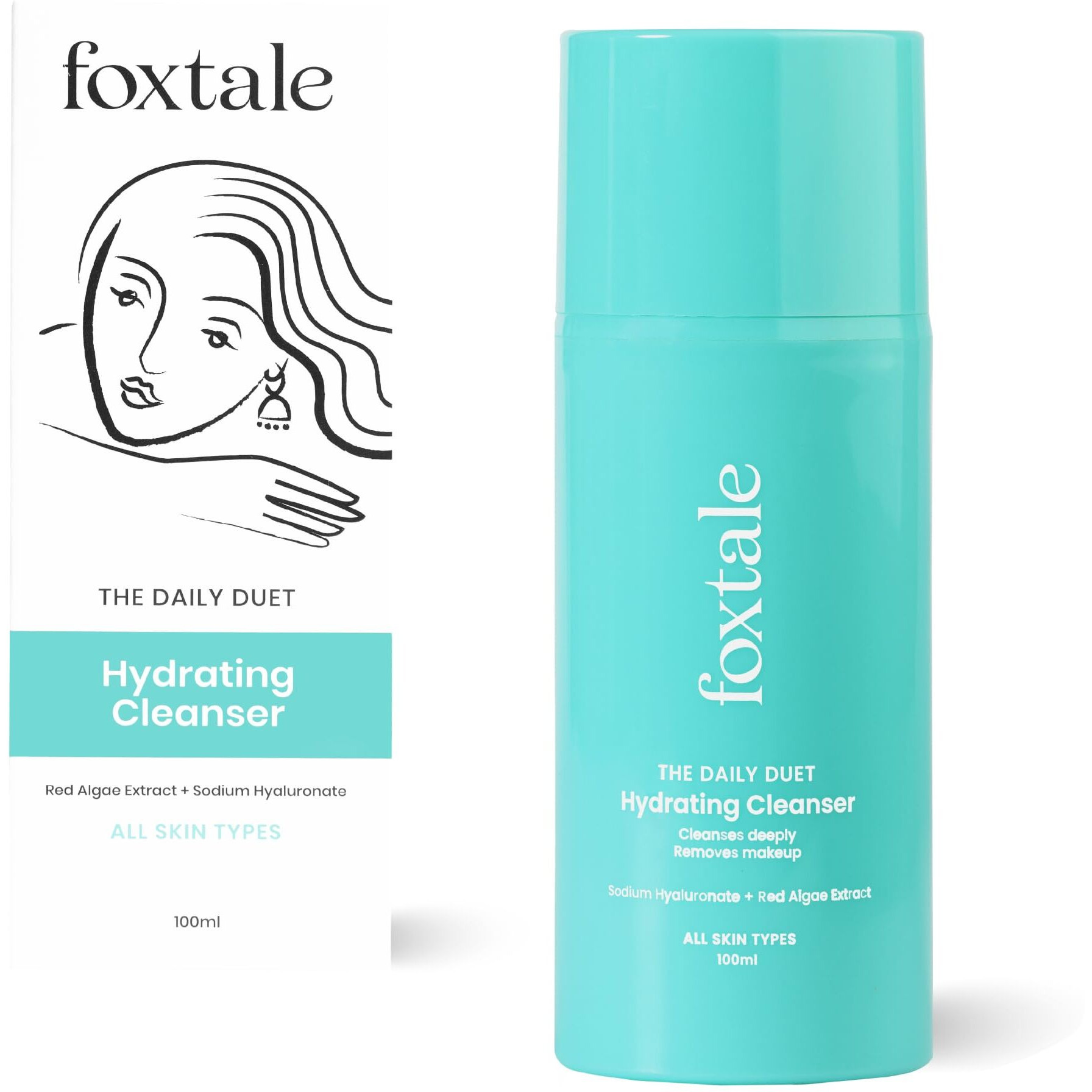 FoxTale The Daily Duet Gentle Hydrating Face Wash And Makeup Remover|Hyaluronic Acid And Red Algae Extract|Cleanser For Dry,Normal,Oily And Sensitive Skin|Pore Cleansing&Dirt Control|Men&Women|100 Ml