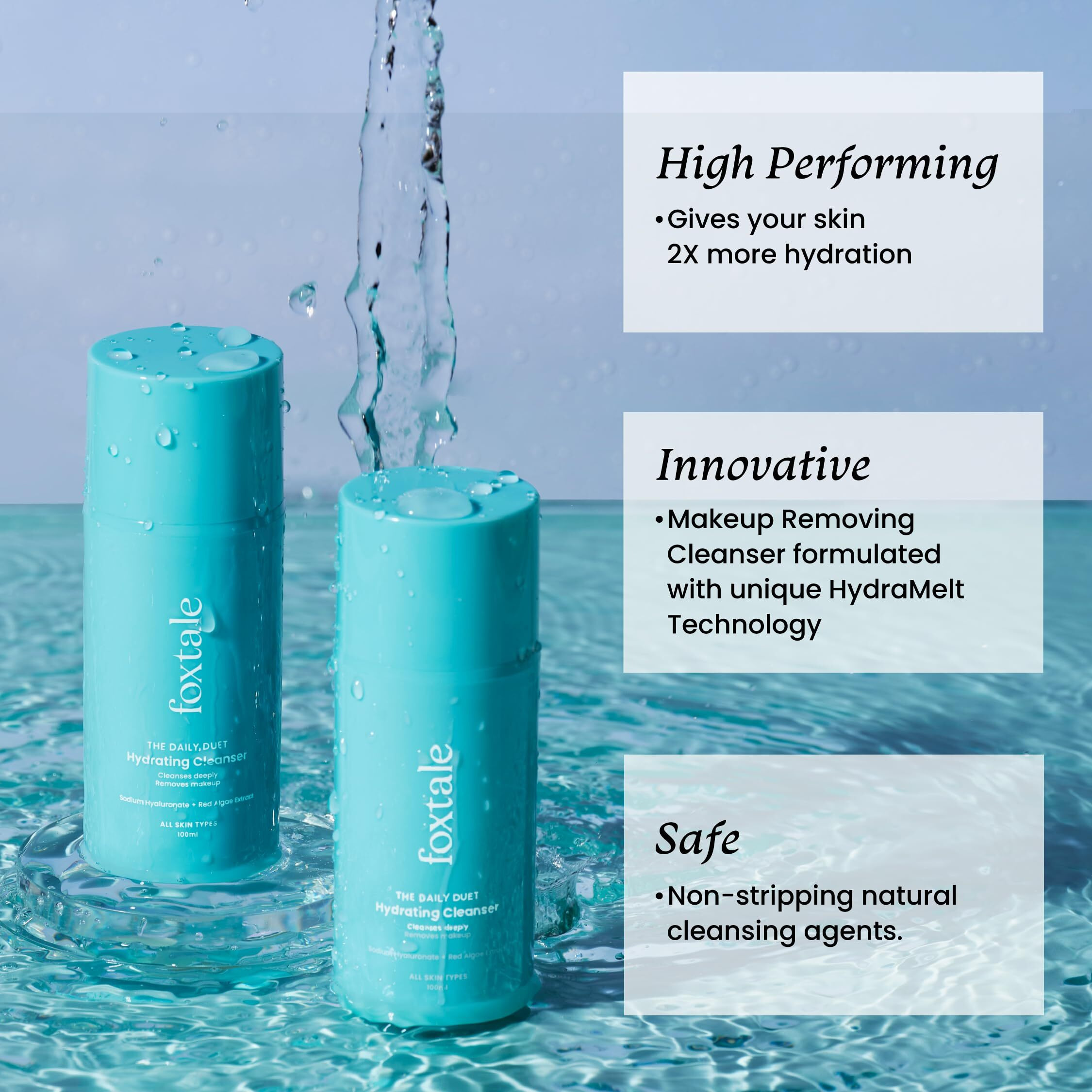FoxTale The Daily Duet Gentle Hydrating Face Wash And Makeup Remover|Hyaluronic Acid And Red Algae Extract|Cleanser For Dry,Normal,Oily And Sensitive Skin|Pore Cleansing&Dirt Control|Men&Women|100 Ml
