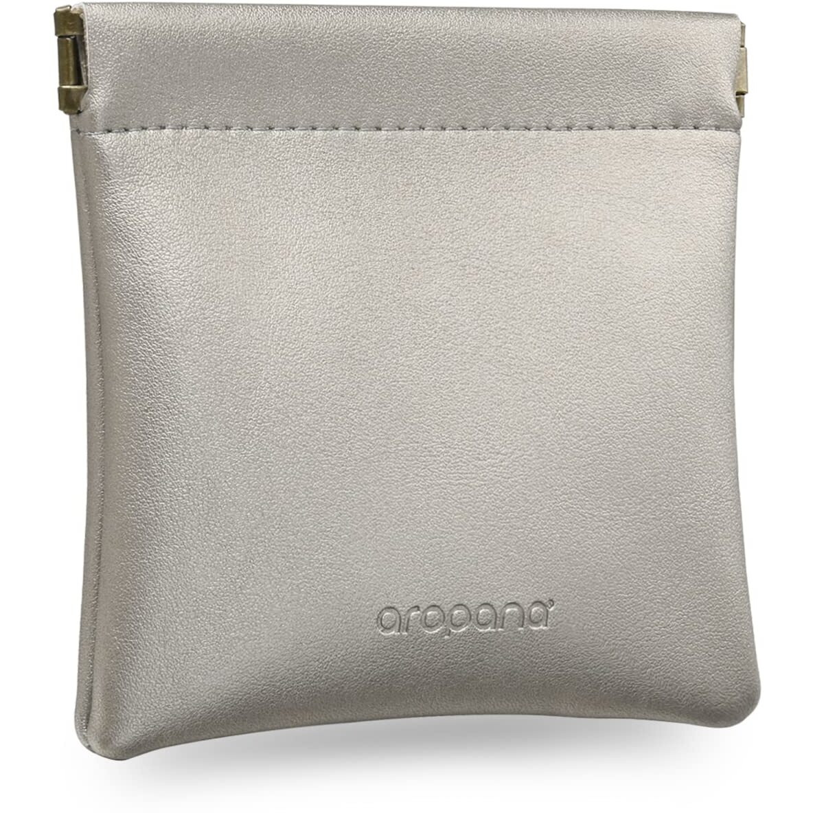 Aropana Self Closing Leather Purse Portable Earphone AirPods Pouch Mini Storage Jewellery Bag Coin Card Holder for Men & Women (11.5CM  11CM) Glitter Beige