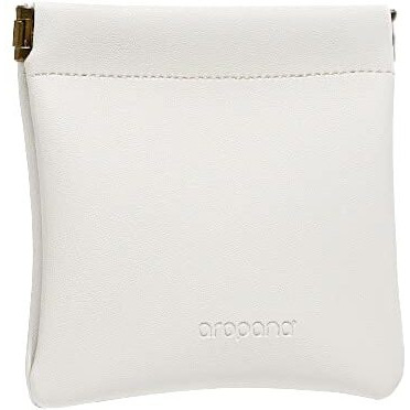 Aropana Self Closing Leather Purse Portable Earphone AirPods Pouch Mini Storage Jewellery Bag Coin Card Holder for Men & Women (11.5CM  11CM) Snow White