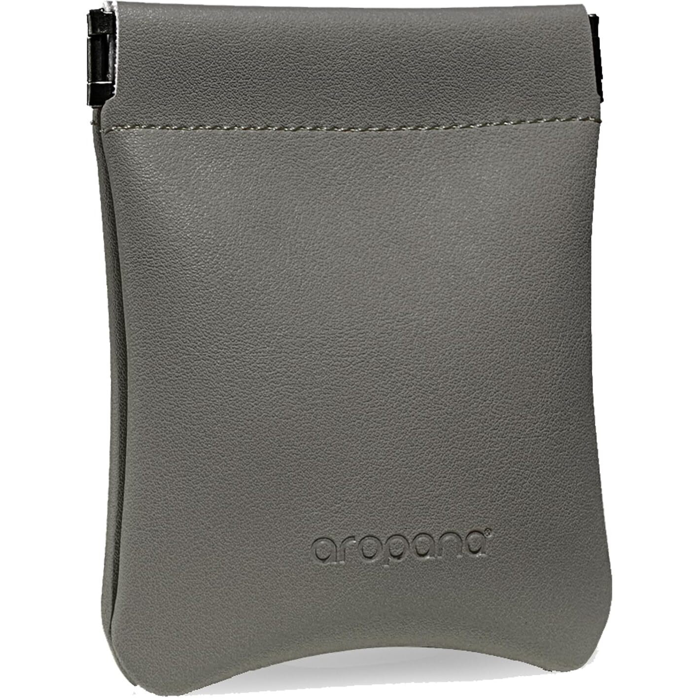 Aropana Self Closing Leather Pouch Portable Earphone AirPods Pouch Mini Storage Jewellery Bag Coin Card Holder for Men & Women (8.5CM  11CM) Fossil Grey