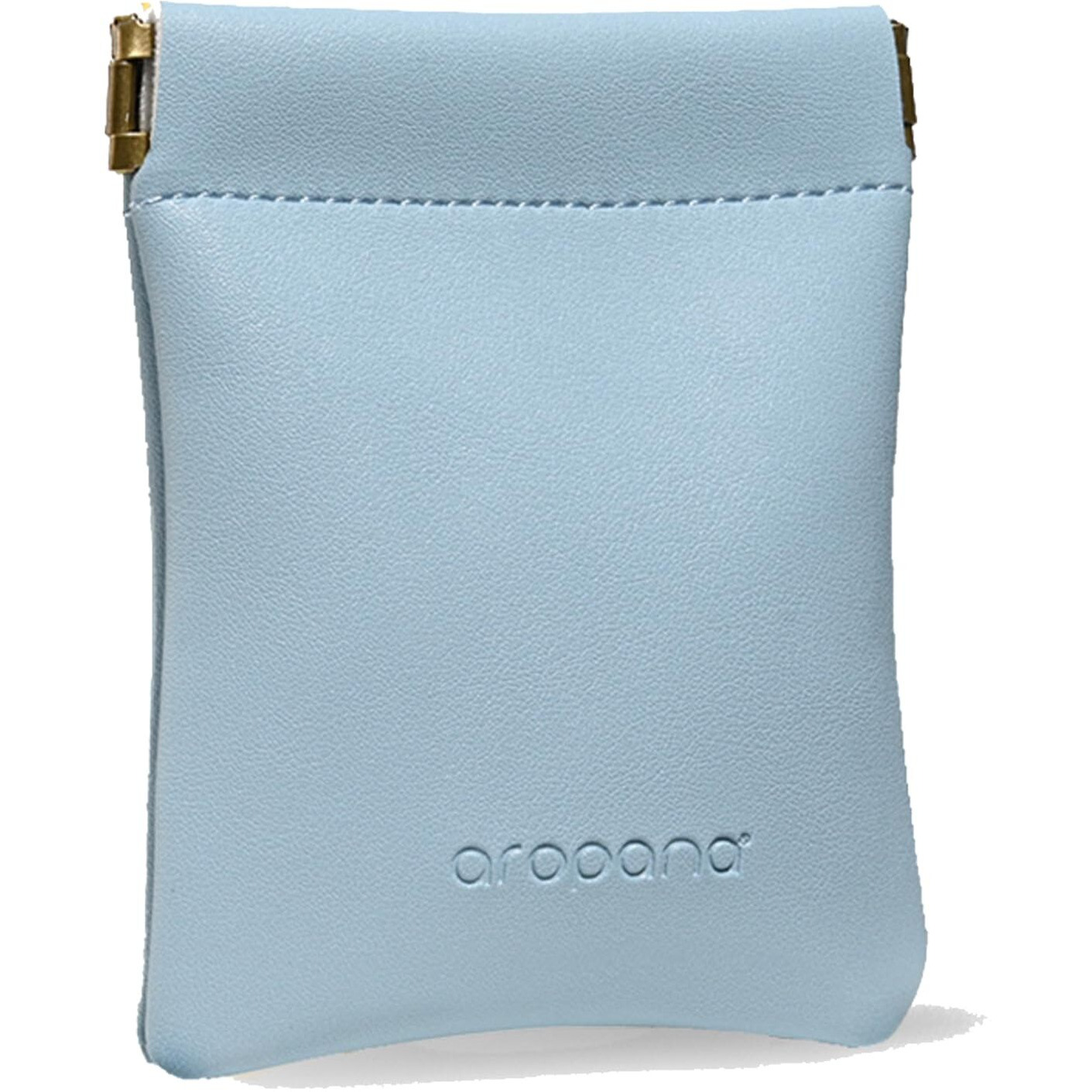 Aropana Self Closing Leather Travel Organiser Earphone AirPods Case Cosmetic Makeup Pouch Jewellery Bag Contact Lens Pouch Card Holder Mini Wallet for Men & Women (8.5CM  11CM) Light Blue