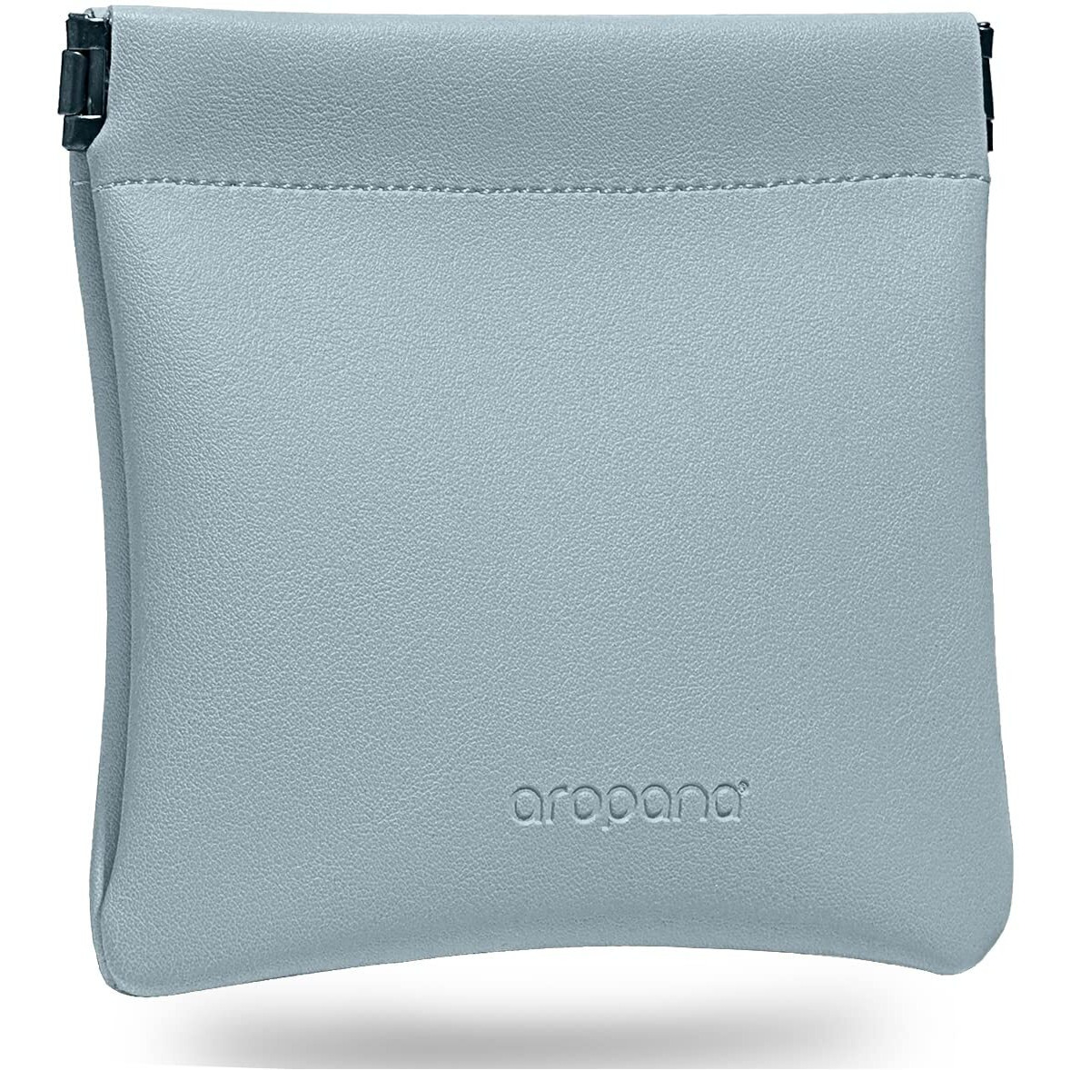 Aropana Self Closing Leather Purse Portable Earphone AirPods Pouch Mini Storage Jewellery Bag Coin Card Holder for Men & Women (11.5CM  11CM) Light Blue