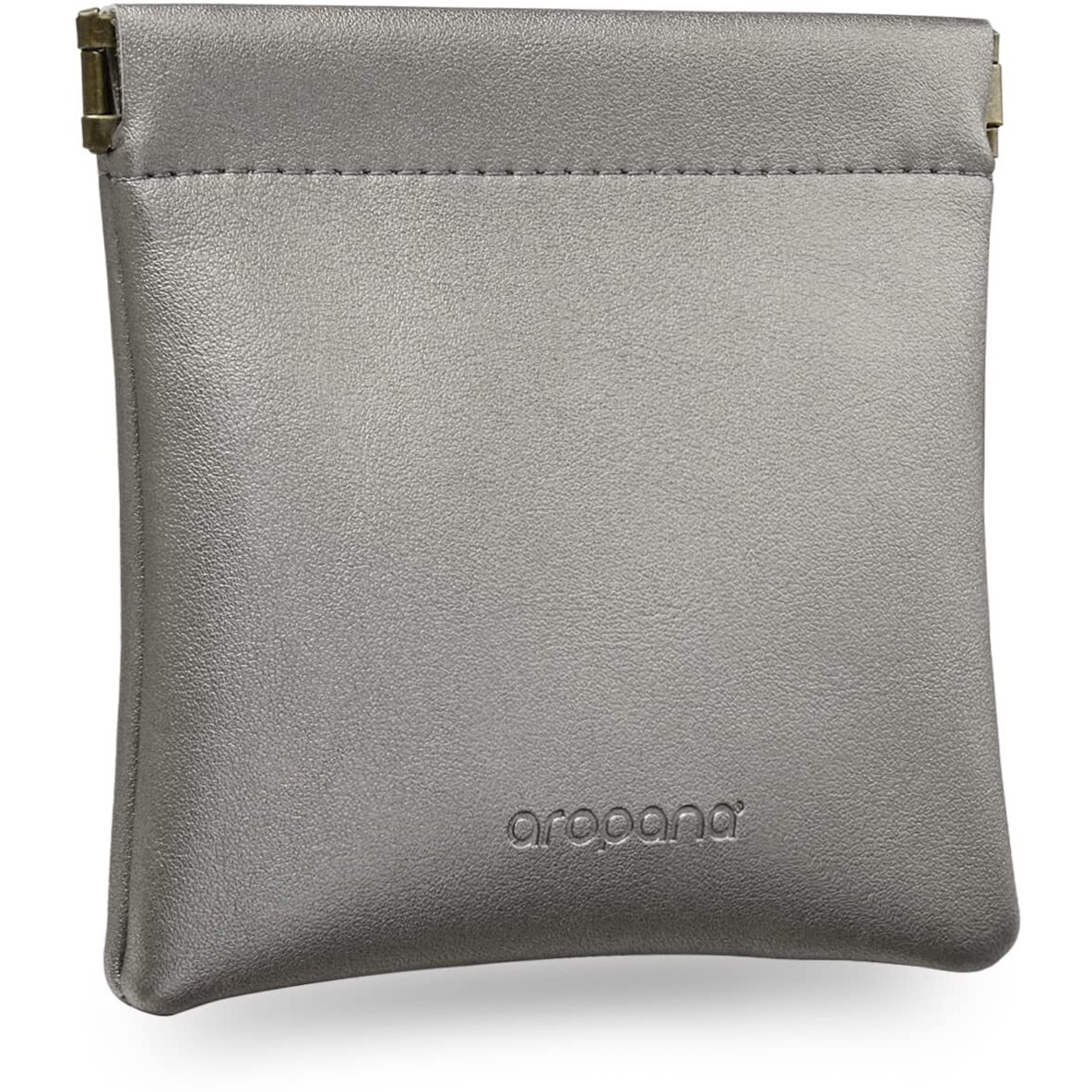 Aropana Self Closing Leather Purse Portable Earphone AirPods Pouch Mini Storage Jewellery Bag Coin Card Holder for Men & Women (11.5CM  11CM) Glitter Grey