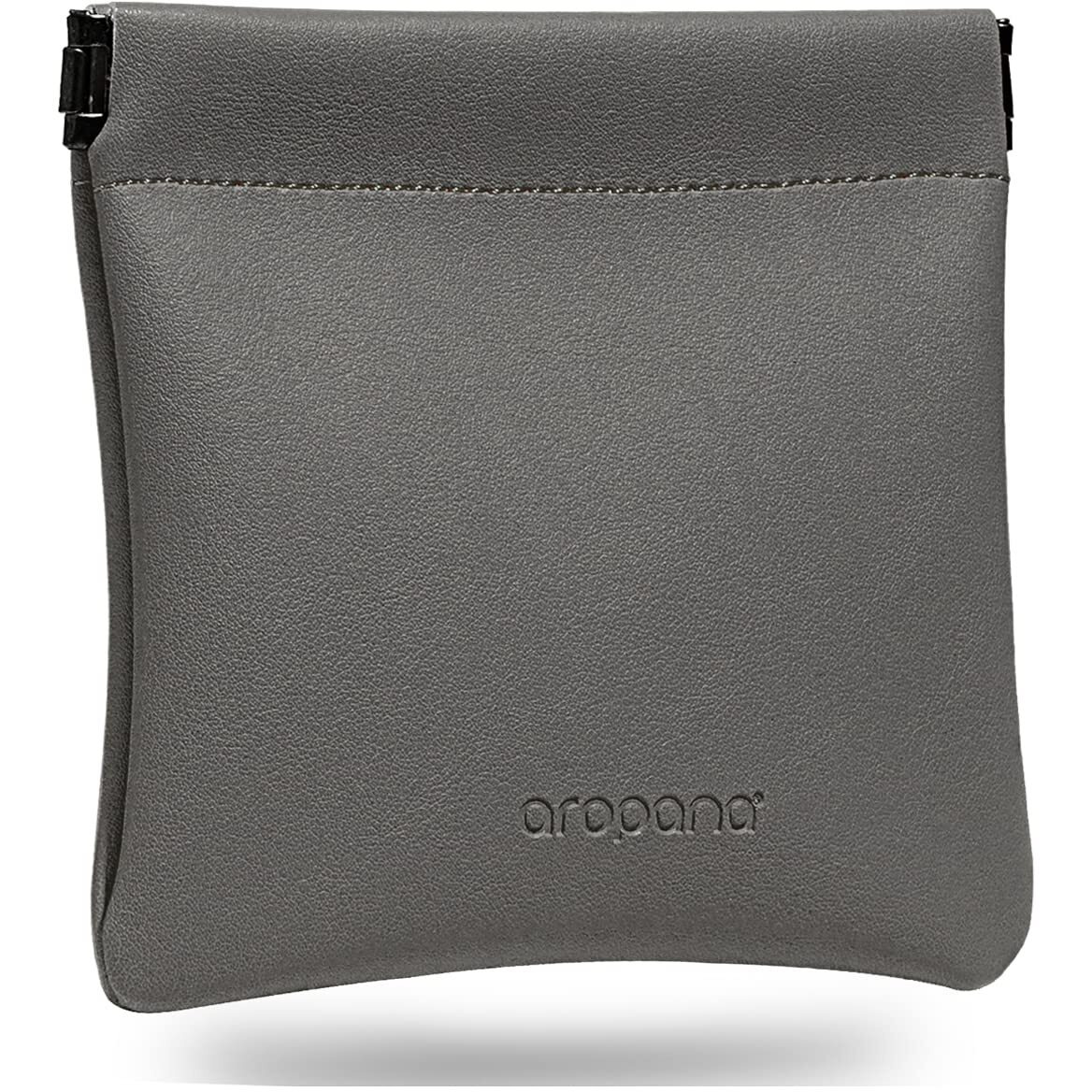 Aropana Self Closing Leather Purse Portable Earphone AirPods Pouch Mini Storage Jewellery Bag Coin Card Holder for Men & Women (11.5CM  11CM) Fossil Grey